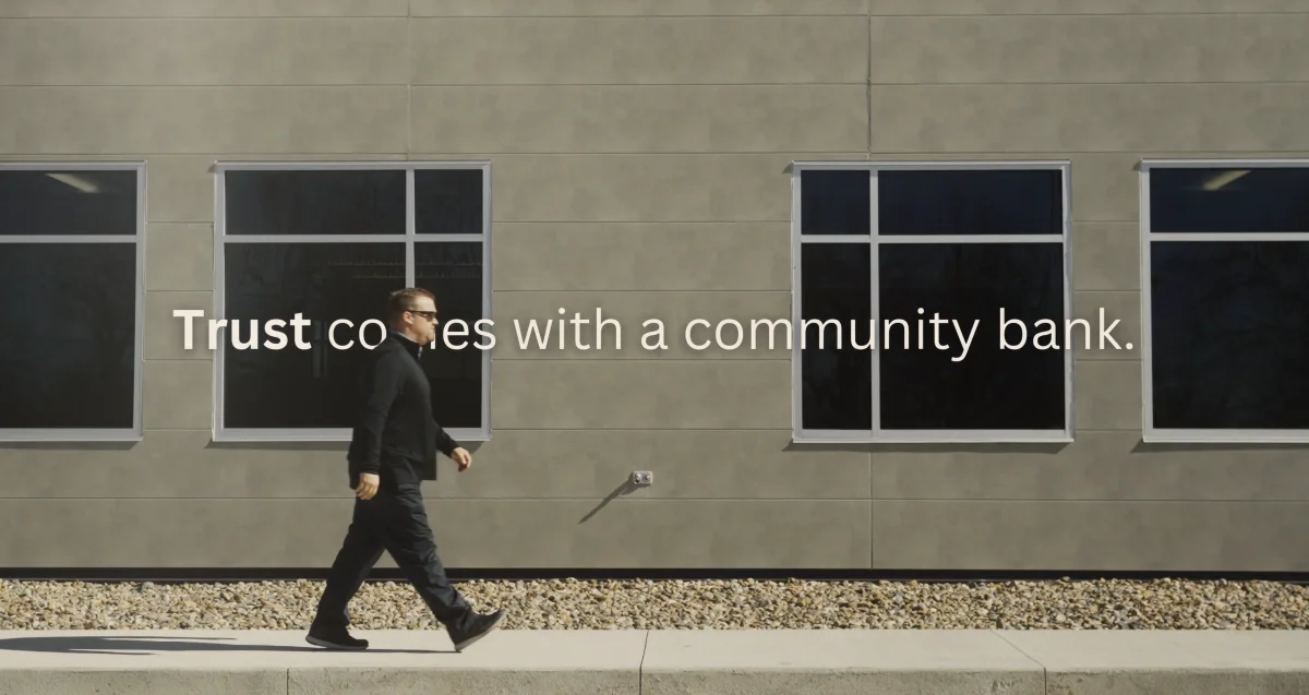 Peoples Bank — a frame from the brand film: trust comes with a community bank